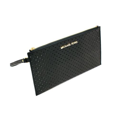 michael kors large zip clutch wristlet black|Michael Kors clutch handbags.